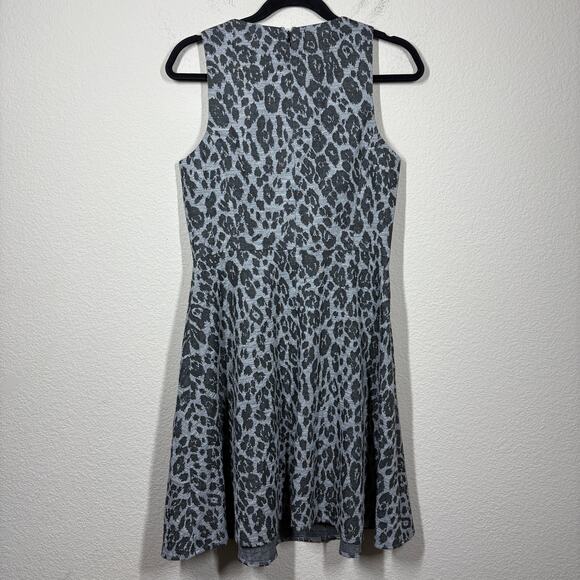 4 Collective Medium Animal Print A Line Fit & Flare Dress Black Gray Sleeveless - Picture 2 of 7